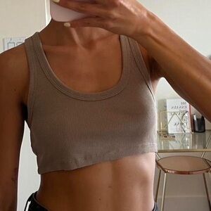 Zara Taupe Ribbed Crop Top